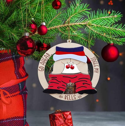 2025 Funny Christmas Ornaments, Dirty Santa Gifts, Fun Pendants for Adults, Jingle Bell Car Hanging Ornaments, Mischievous Wooden Gifts for Gift Exchanges