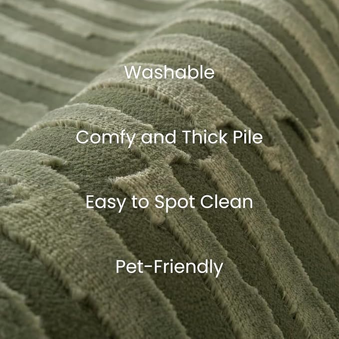 Revival Rugs Soloba 10'6" x 14'3" Washable Area Rug for Living Room Bedroom - 100% Recycled Oeko-TEX Certified, Medium Pile, Green