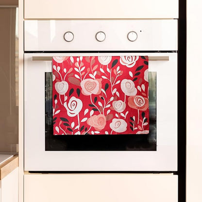 Eunzel Kitchen Tea Towel Quick Dry Microfiber Dish Towels 18x30 Inch Rose