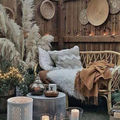 Throw Boho Pillow Cover, 18”x18” Bohemian Moroccan Rustic Decorative Pillows with Tufted Accents, Plush Handwoven Cotton, Textured Woven Neutral Farmhouse Scandinavian Home Decor (no Insert)