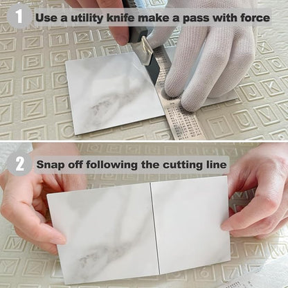 AULIGET 3" x 6" Subway Tile Peel and Stick Backsplash, Thick PVC Stick on Wall Tiles (4, Polished White Marble)