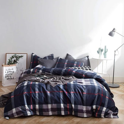 Pureant Navy Blue Plaid Comforter Set Queen Blue Grid Bedding Comforter Sets for Men Boys Tartan Geometric Queen Comforter Soft Buffalo Grid Quilts Boho Blue Queen Size Comforter Sets Breathable