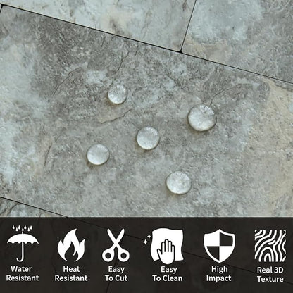 AULIGET 3" x 6" Subway Tile Peel and Stick Backsplash, Thick PVC Stick on Wall Tiles (100, Grey & Brown Slate)