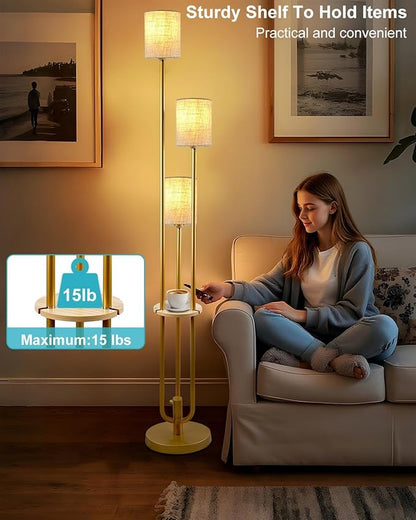 Gold Floor Lamp Dimmable 64IN Tall Standing Lamps with Soft Warm White Eye Care 3000K G9 Bulbs, Mid Century Modern Floor Lamp for Livng Room Bedroom
