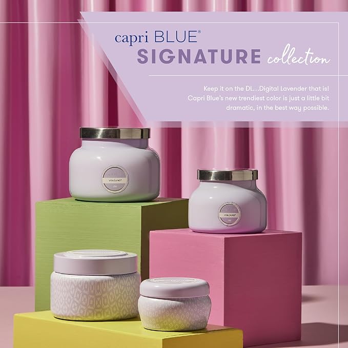 Capri Blue Volcano Scented Candles - Luxury Glass Jar Candles for Home Scented with Tropical Fruit & Sugared Citrus - Soy Wax Blend - Lavender Colored Jar (8 oz)