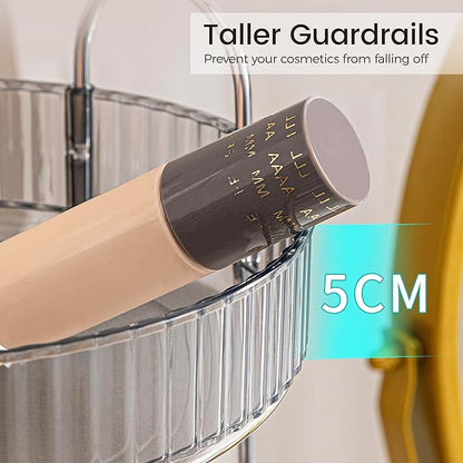 Aveniee Rotating Makeup Organizer for Vanity, 3 Tier Perfume Skincare Organizers and Storage for Bathroom Countertop, Clear Spinning Counter Cosmetic Holder for Dresser,Grey