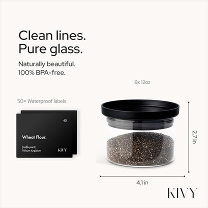 KIVY Glass Jars (12oz * 6)