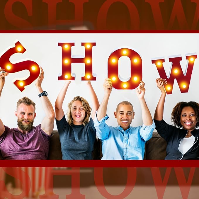 Show Light up Letters Sign Party Decorations Battery Powered Marquee Lighted Sign LED Alphabet Letter Lights for Night Party Tabletop Decor Supplies