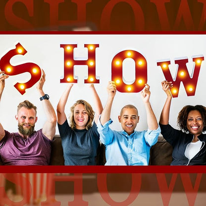 Show Light up Letters Sign Party Decorations Battery Powered Marquee Lighted Sign LED Alphabet Letter Lights for Night Party Tabletop Decor Supplies
