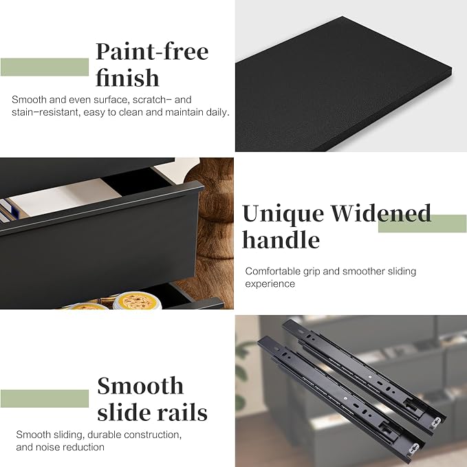 55.12" Modern Chest of Drawer, 6 Deep Drawers,Clothes Organizer,Large Storage Cabinet for Living Room, Bedroom,Dresser TV Stand, Wood Drawer Organizer for Living Room, Hallway,Black