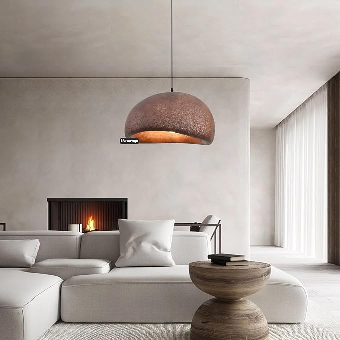 19.7in Wabi Sabi Pendant Lights Kitchen Island Lighting Fixture Ceiling Mount Brown Modern Japanese Lamp Japandi Chandelier for Dining Living Room Hallway Bedroom Restaurant Hanging Lamp