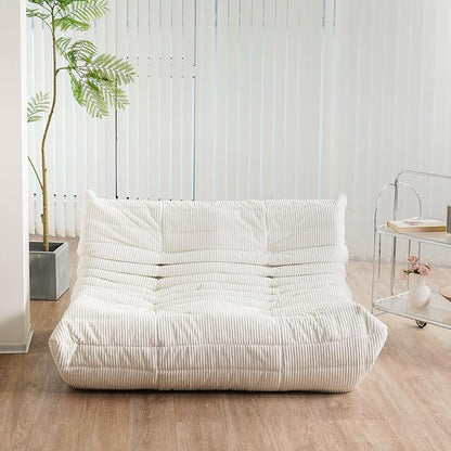 N&V Fireside Loveseat Mid Century Armless Twin Floor Sofa Corduroy Lounge Chair, Tuscany