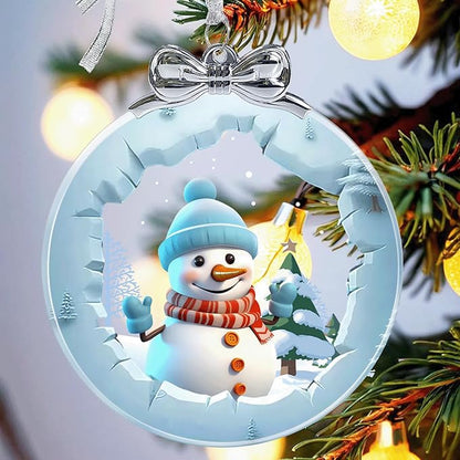 Snowman Ornaments for Christmas Tree Crystal Glass, Snowman Christmas Ornaments Xmas Decorations, Holiday Keepsake Present Exchange Ideas