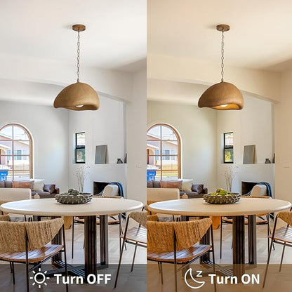 Rustic Light Fixture Pendant Lights Kitchen Island Wabi Sabi 15.7in Dining Room Lighting Brown Chandelier Japanese Style Hanging Ceiling Lights for Bedroom Hallway Restaurant Foyer