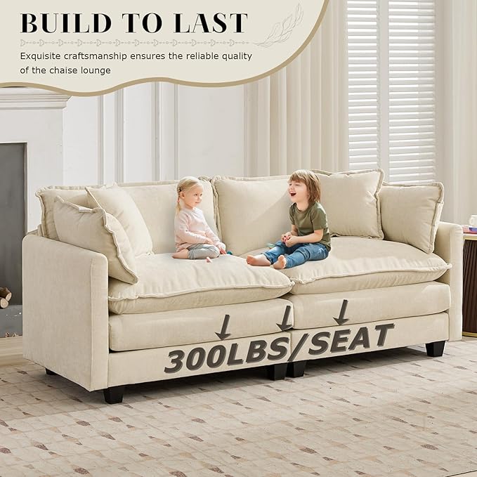 SoarFlash Chenille Sectional Middle Position Sofa, Beige