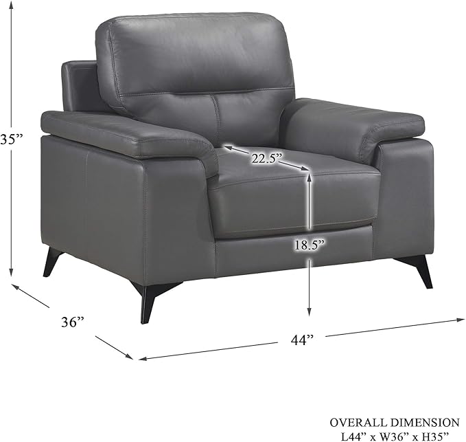 Homelegance 3-Piece Leather Sofa Set, Dark Gray