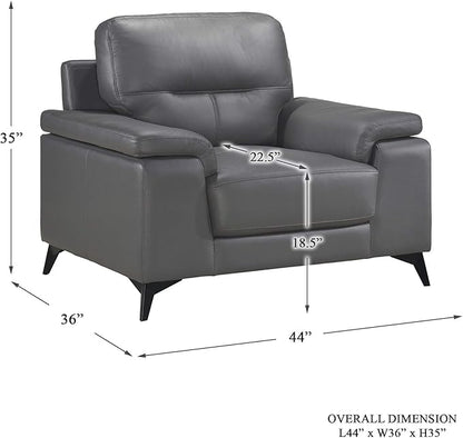 Homelegance 3-Piece Leather Sofa Set, Dark Gray