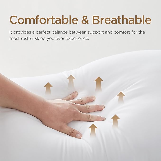 Acanva Bed Pillows Standard Size Set of 2, Fluffy 3D Down Like Filled, Machine Washable, Soft and Supportive for Side, Back or Stomach Sleepers, White 2 Count