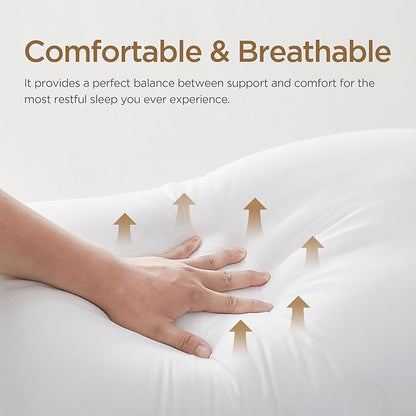 Acanva Bed Pillows Standard Size Set of 2, Fluffy 3D Down Like Filled, Machine Washable, Soft and Supportive for Side, Back or Stomach Sleepers, White 2 Count