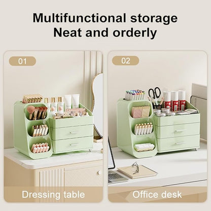 Makeup Organizer with Drawers for Vanity,Spacious Cosmetic Display Case,Perfect Storage Solution for Your Beauty Essential (All Green)