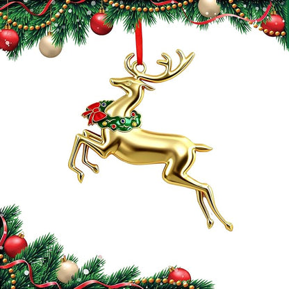 Deer Christmas Ornaments 2025 for Holiday Party Decor, Metal Ornament for Home, Xmas Gift Cute Tree Decorations
