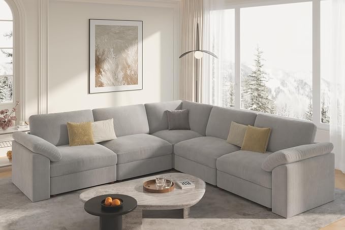 EASE MOOSE Oversized Modular Sectional Sofa, Extra Large L Shape Sectional Cloud Couch,Comfty Deep Seat Wide Modular Sofa for Living Room Removable Cover