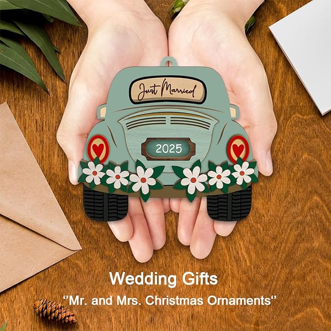 First Christmas Married Ornament 2025, Just Married Ornaments, Our First Christmas As Mr and Mrs, Wedding Ornament - Gifts for Newlyweds, Wedding Gifts for Couples, Bridal Shower Gift