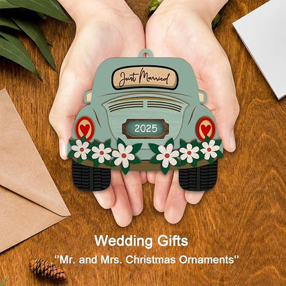 First Christmas Married Ornament 2025, Just Married Ornaments, Our First Christmas As Mr and Mrs, Wedding Ornament - Gifts for Newlyweds, Wedding Gifts for Couples, Bridal Shower Gift