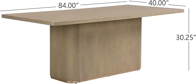 Merax 7-Piece Dining Table Set - 84'' Modern Rubberwood Table & 6 Tub Chairs, Minimalist Open-Back Design for Kitchen Dining Room, Easy Assembly, Beige+Light Natural