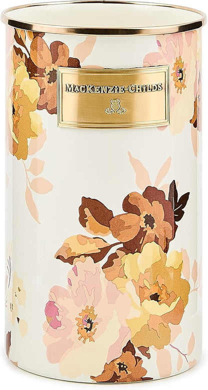 MACKENZIE-CHILDS Enamel Utensil Holder, Stylish Kitchen Countertop, Wild Rose White