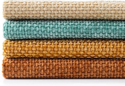 MIULEE Pack of 4 Orange/Teal Throw Pillow Covers 20x20 Inch Yellow Green Soft Decorative Chenille Pillows Farmhouse Accent Cushions for Boho Home Decor Spring Bedroom Living Room