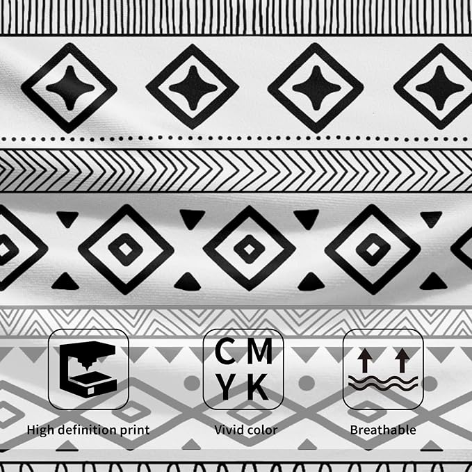 Black and White Tribal Kitchen Towels Aztec Geometric Stripe Set of 2