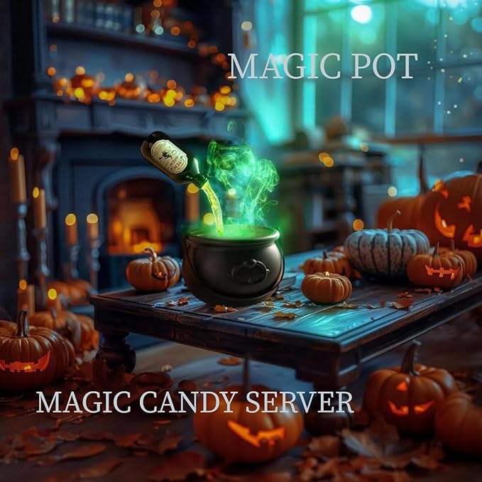 2025 Halloween Decorations Indoor & Outdoor - Halloween Cauldron Vessel, Floating Potion Bottles, Kitchen Decor of Candy Vessel with Magic Floating Bottle (Magic)