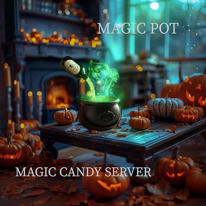 2025 Halloween Decorations Indoor & Outdoor - Halloween Cauldron Vessel, Floating Potion Bottles, Kitchen Decor of Candy Vessel with Magic Floating Bottle (Magic)