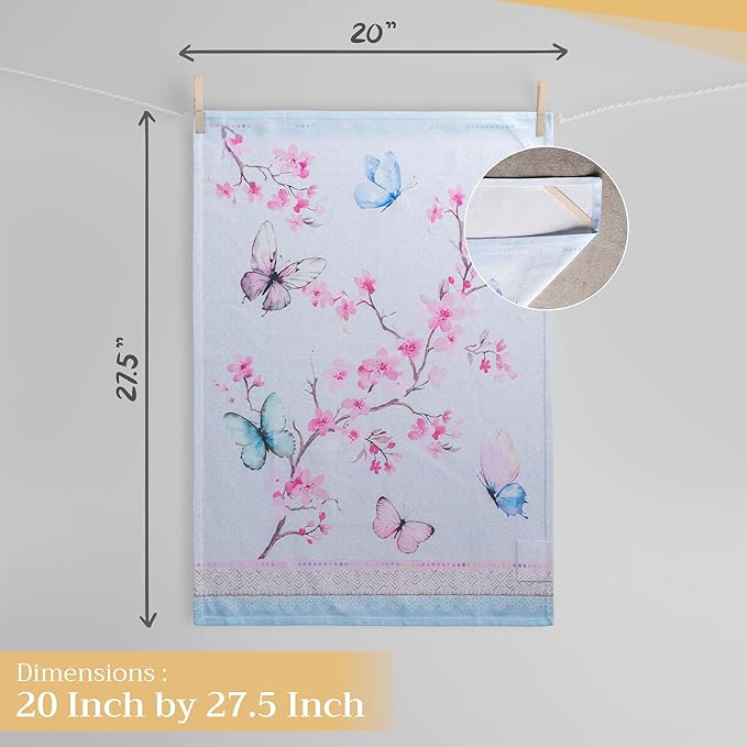 Maison d'Hermine Dish Towels 100% Cotton Absorbent Blossoms in Spring Set of 3 Spring Summer