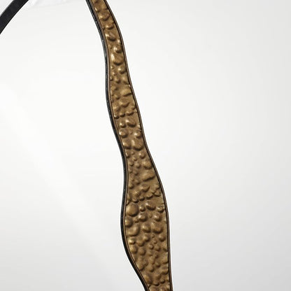 LuxenHome 30" Round Wall Mirror, Goldrush Black Metal Frame Wall Decor Large Circle Decorative Accent Mirror for Bathroom Bedroom Entryway Living Room Decoration