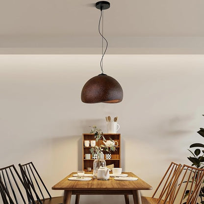 JAYMP 50cm Wabi Sabi Pendant Light for Dining Room Kitchen Island Farmhouse Hanging Lamp E26 Base Japanese Style Bird Nest Shape Lighting Fixture (Dark Brown,B Shape, 50cm/19.7in)