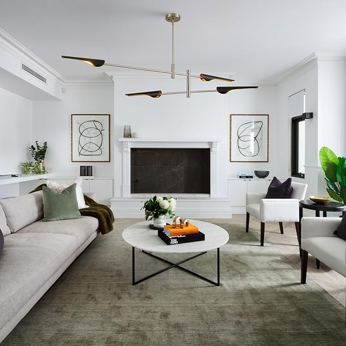 59" Industrial Pendant Light Contemporary Farmhouse Chandelier with Brushed Nickel Finish Modern Pendant Lighting Fixture for Dining Room Living Room Kitchen Island Bedroom, UL Listed