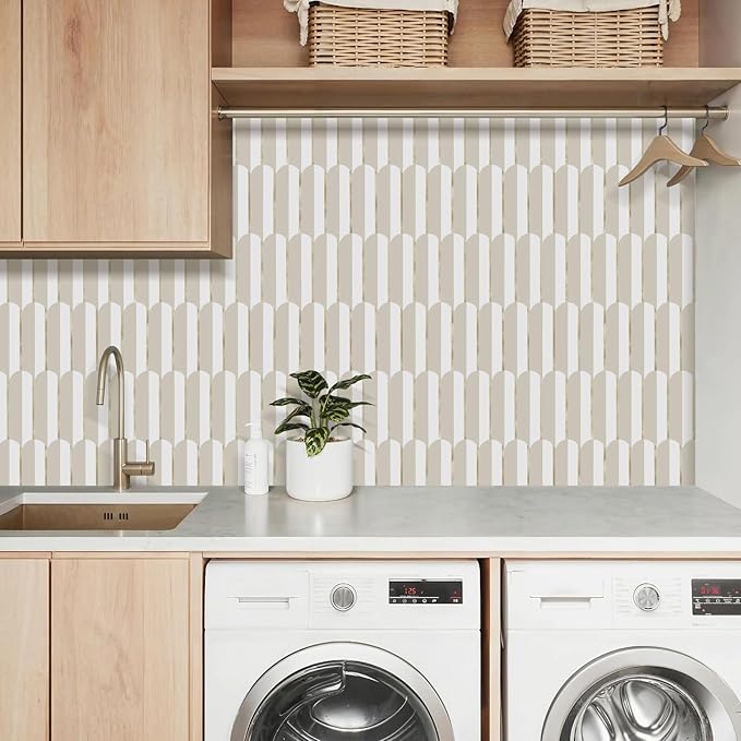 Vamos Tile Peel and Stick Backsplash Seamless Tile for Kitchen,White and Essaouira White Grey PVC Mixed Light Gold Self Adhesive Fish Scale Metal Mosaic Tiles (10 Sheets)