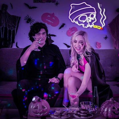 Lucunstar Skull Neon Sign,Halloween LED Sign,Neon Signs for Wall Decor,Adjustable Brightness Halloween Neon Signs, Neon Sign For Party,Bedroom Wall Decor,Home,Party Light Decoration