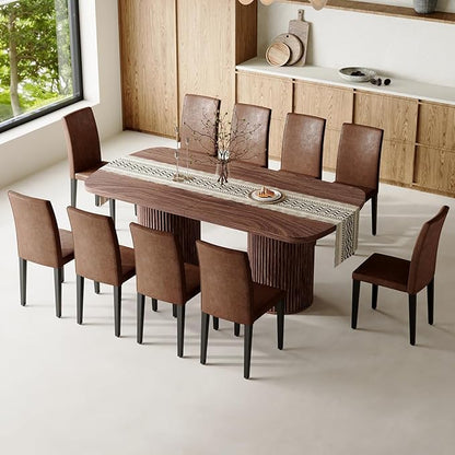 79" Dining Table Set for 10,Large Rectangular Kitchen Table Set for 10 with Cushioned Chairs,Modern Mid-Century Wood Dining Room Table Set for 10,Ideal for Dining & Gatherings (Walnut)