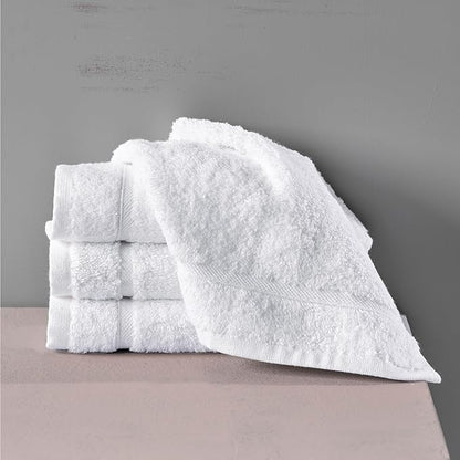 Hawmam Linen Luxury Cotton Washcloths 13x13 Inch - Large Hotel Spa Bathroom Face Towel | 12 Pack | White