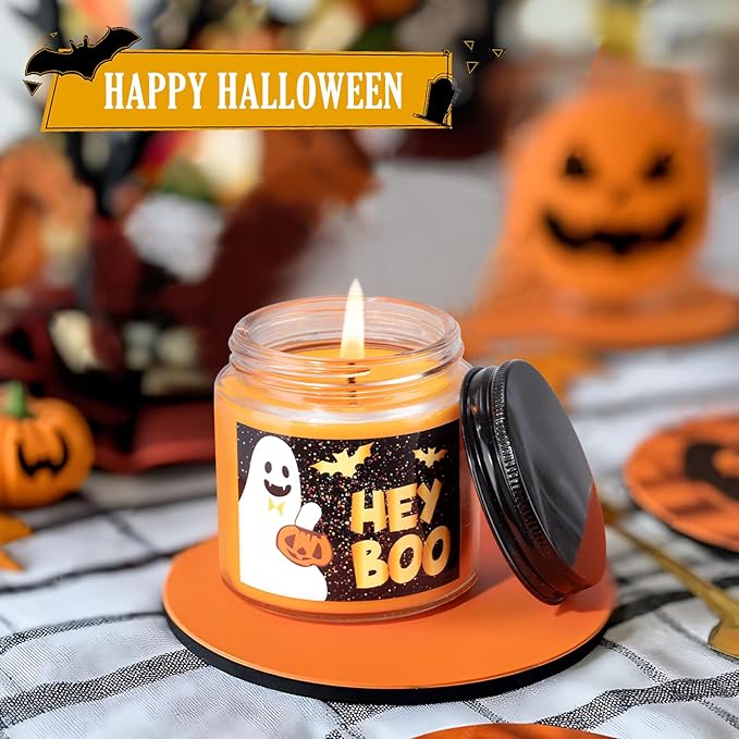 Halloween Pumpkin Boo Basket Stuffers for Adults Women, Halloween Glass with Lid and Straw, Pumpkin Mug Cute Halloweens Gifts for Women Her Sister Friend