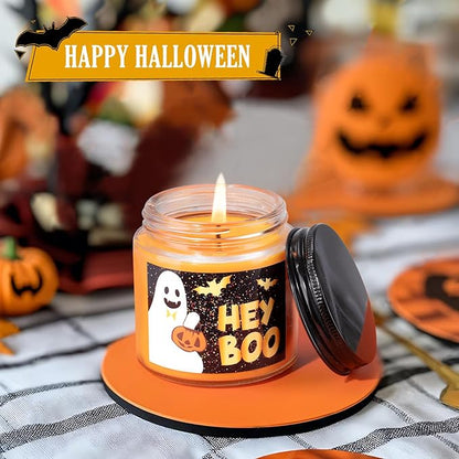 Halloween Pumpkin Boo Basket Stuffers for Adults Women, Halloween Glass with Lid and Straw, Pumpkin Mug Cute Halloweens Gifts for Women Her Sister Friend