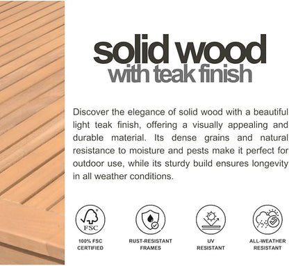 Amazonia Franklin 9-Piece Rectangular Extendable Patio Dining Set Teak Finish and Weather-Net Technology Ideal for Outdoors and Indoors