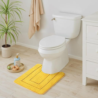 GRANNY SAYS Bathroom Toilet Rugs U Shaped, Bath Mats for Bathroom, Bath Rugs Non Slip Washable, Absorbent Microfiber Toilet Mat, Soft Plush Shaggy, 20" x 24", Yellow