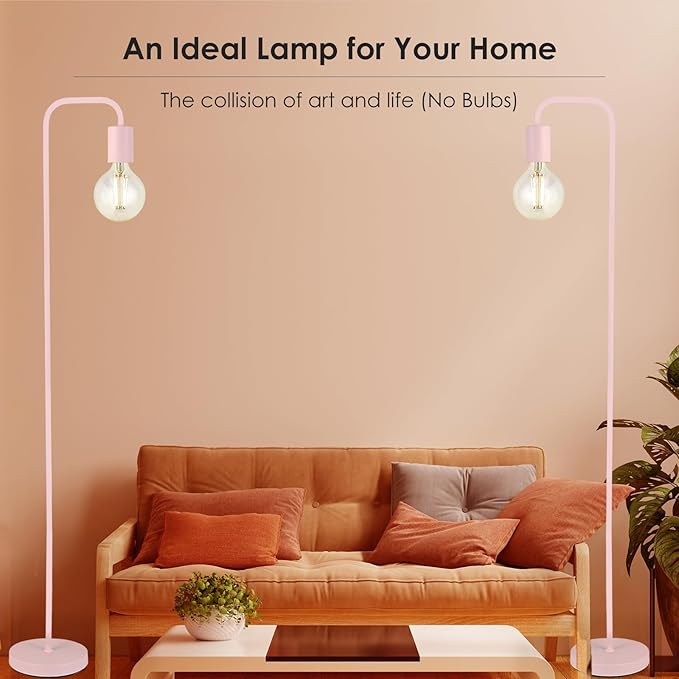 BoostArea Floor Lamp, Modern Cute Pink Floor Lamp, 63Inch Metal Standing Lamp, E26 Socket, On/Off Footswitch, ETL Listed, Tall Thin Skinny Cool Floor Lamp for Living Room, Bedroom Decor, Minimalist