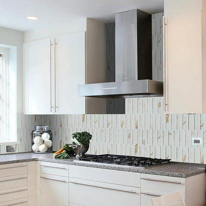 Vamos Tile Peel and Stick Backsplash Seamless Tile,10 Sheets Stick on Backsplash for Kitchen & Bathroom, Calacatta Gold+Matt Pure White Marble Look PVC+ Light Gold Self Adhesive Backsplash Tile