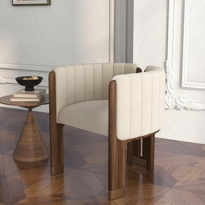 Velvet Fluted Accent Chair for Living Room with Wood Frame, High Resilience Foam, Elegant Modern Armchair (Beige)