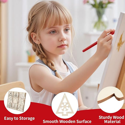 MACTING 27PCS Wooden Christmas Ornaments Unfinished Predrilled Natural Wood Slices DIY Blank Hanging Ornaments Kit for Crafts Centerpieces Christmas Tree Decorations, 9 Styles